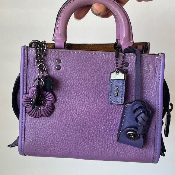 Coach 1941 mini Rogue 17 in Iris / purse color block with charms all included. - Picture 5 of 9
